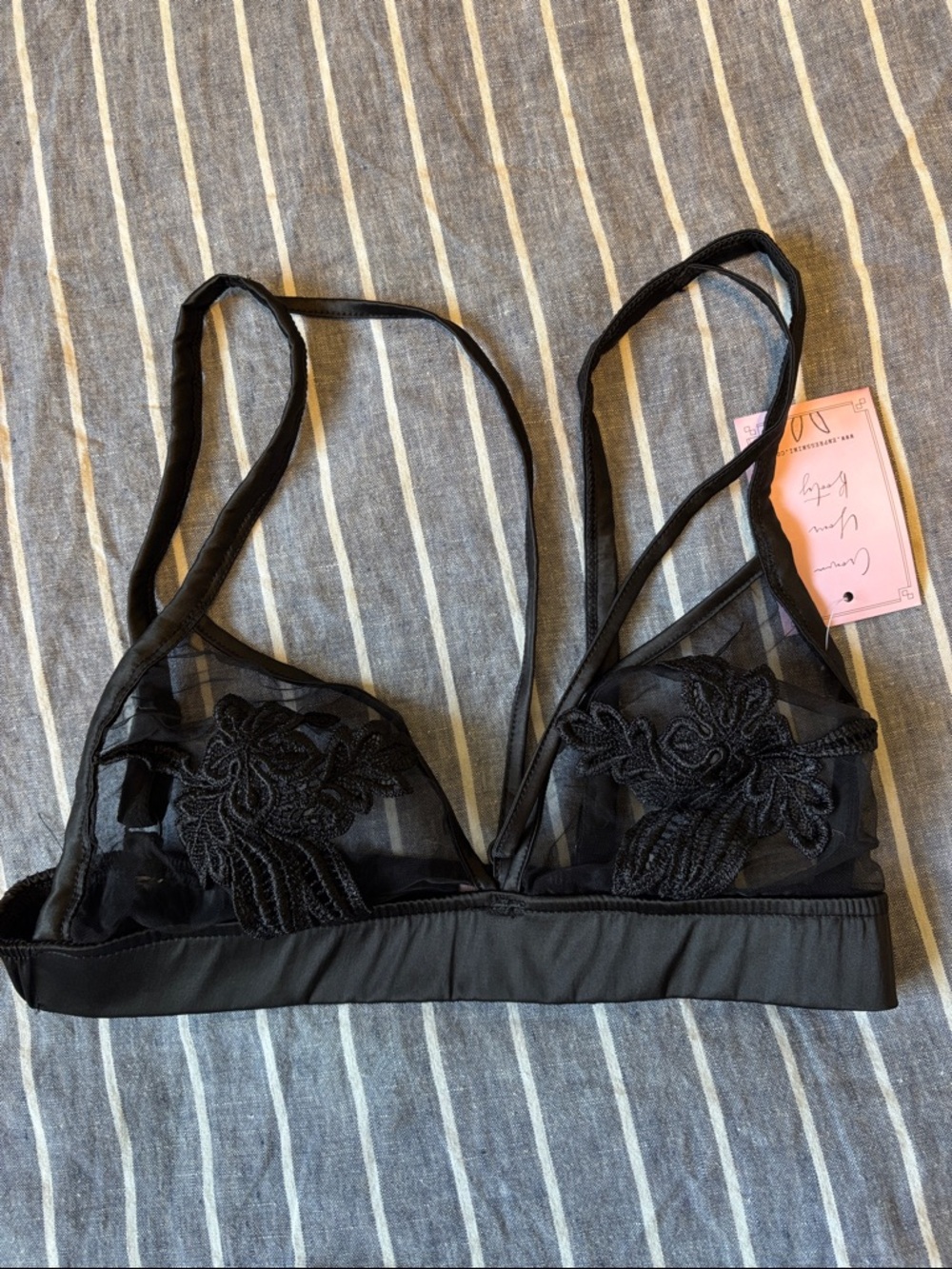 Empress Mimi Black Satin & Lace Bralette 🖤 Size Small NWT